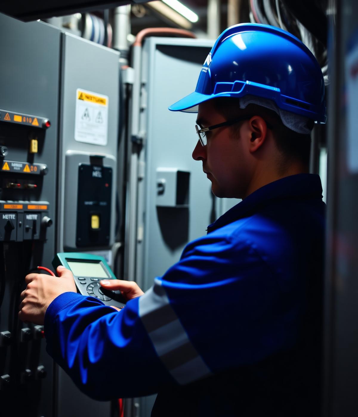 Técnico GERANTEC realizando manutenção elétrica